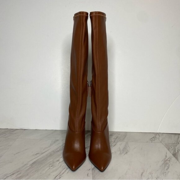 Reiss Carina Brown Leather Pointy Toe Heeled Tall Boot 36 - Picture 2 of 15